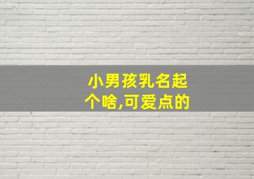 小男孩乳名起个啥,可爱点的