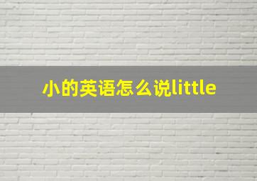 小的英语怎么说little