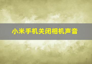 小米手机关闭相机声音