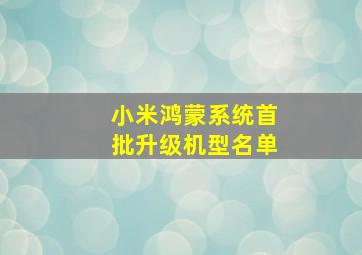 小米鸿蒙系统首批升级机型名单