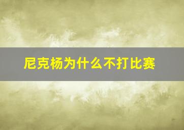 尼克杨为什么不打比赛