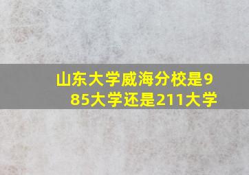 山东大学威海分校是985大学还是211大学