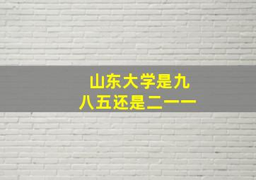 山东大学是九八五还是二一一