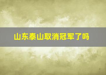 山东泰山取消冠军了吗