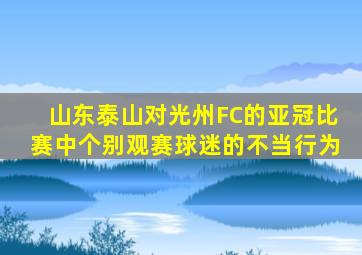 山东泰山对光州FC的亚冠比赛中个别观赛球迷的不当行为