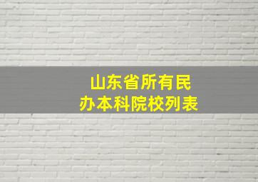 山东省所有民办本科院校列表