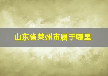 山东省莱州市属于哪里