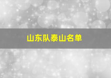 山东队泰山名单