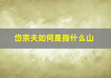 岱宗夫如何是指什么山