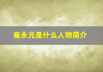 崔永元是什么人物简介