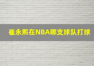 崔永熙在NBA哪支球队打球