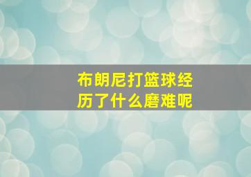 布朗尼打篮球经历了什么磨难呢