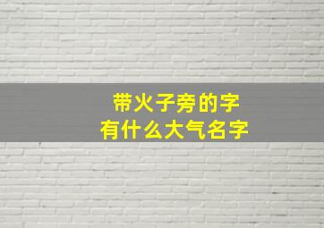 带火子旁的字有什么大气名字