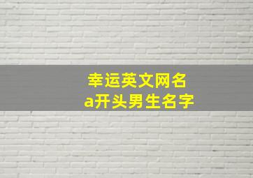 幸运英文网名a开头男生名字