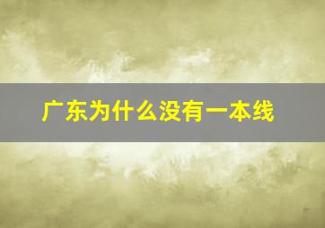 广东为什么没有一本线