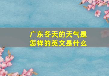 广东冬天的天气是怎样的英文是什么