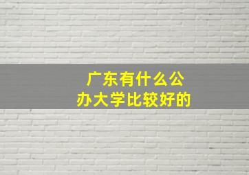 广东有什么公办大学比较好的