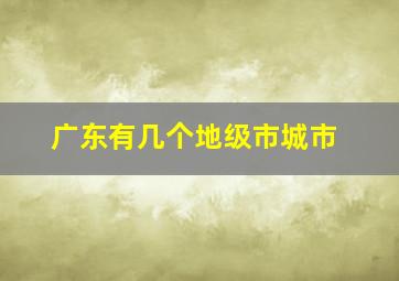 广东有几个地级市城市