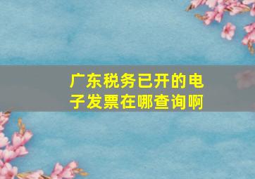 广东税务已开的电子发票在哪查询啊