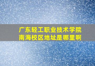 广东轻工职业技术学院南海校区地址是哪里啊