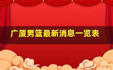 广厦男篮最新消息一览表