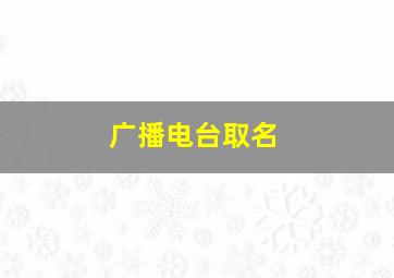 广播电台取名