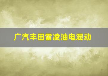 广汽丰田雷凌油电混动