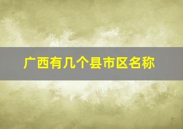 广西有几个县市区名称