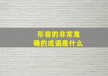 形容的非常准确的成语是什么