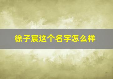 徐子宸这个名字怎么样