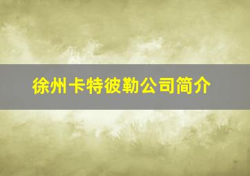 徐州卡特彼勒公司简介