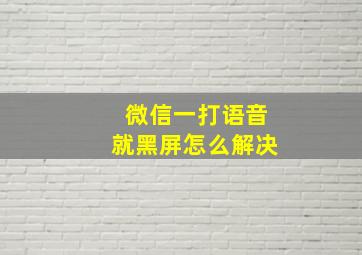 微信一打语音就黑屏怎么解决