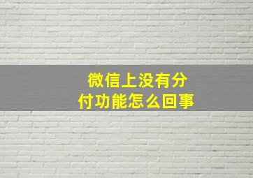 微信上没有分付功能怎么回事