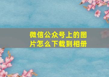 微信公众号上的图片怎么下载到相册