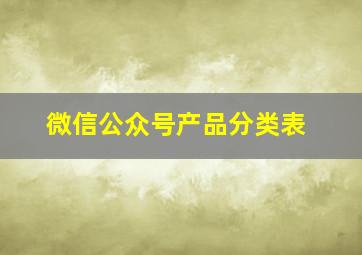 微信公众号产品分类表