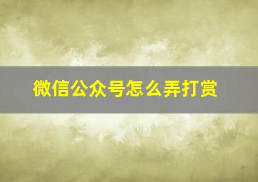 微信公众号怎么弄打赏