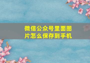 微信公众号里面图片怎么保存到手机