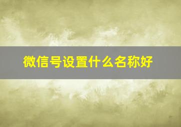 微信号设置什么名称好