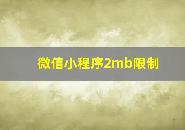 微信小程序2mb限制