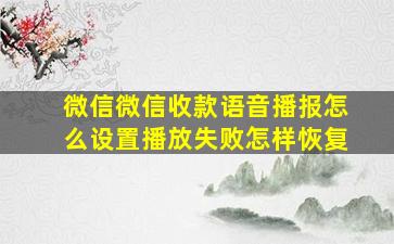 微信微信收款语音播报怎么设置播放失败怎样恢复