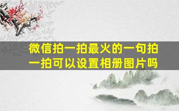 微信拍一拍最火的一句拍一拍可以设置相册图片吗