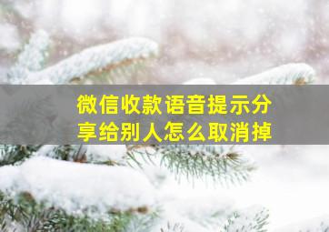 微信收款语音提示分享给别人怎么取消掉