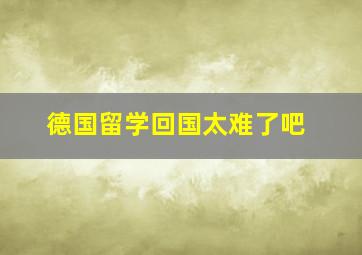 德国留学回国太难了吧