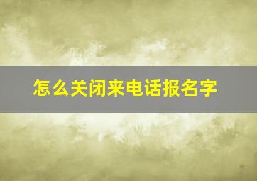 怎么关闭来电话报名字