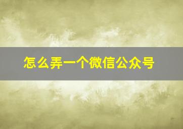 怎么弄一个微信公众号