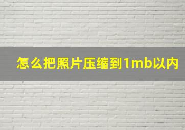 怎么把照片压缩到1mb以内