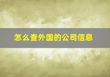 怎么查外国的公司信息