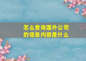 怎么查询国外公司的信息内容是什么