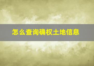 怎么查询确权土地信息