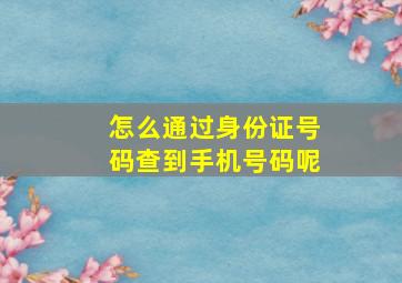 怎么通过身份证号码查到手机号码呢